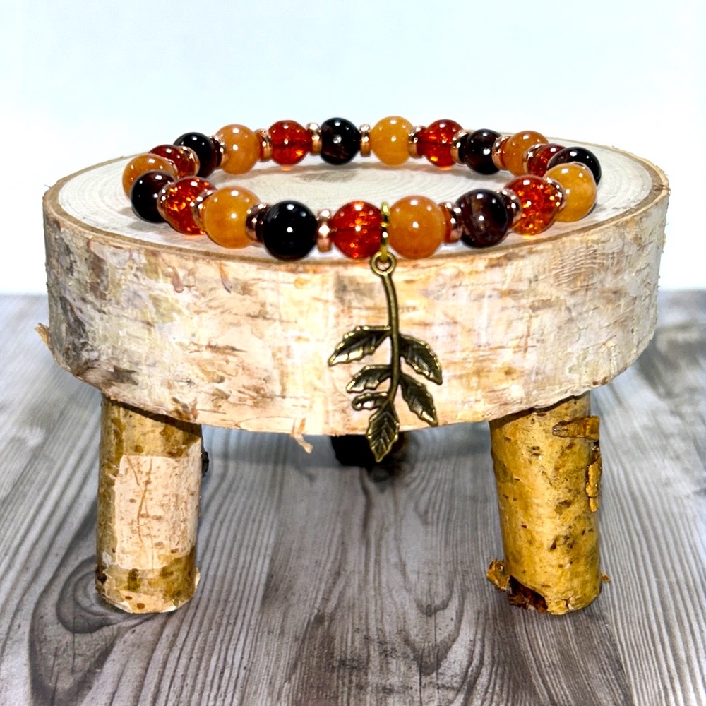 Handmade Tree Branch Charm Bracelet with Natural Tiger Eye Stones!